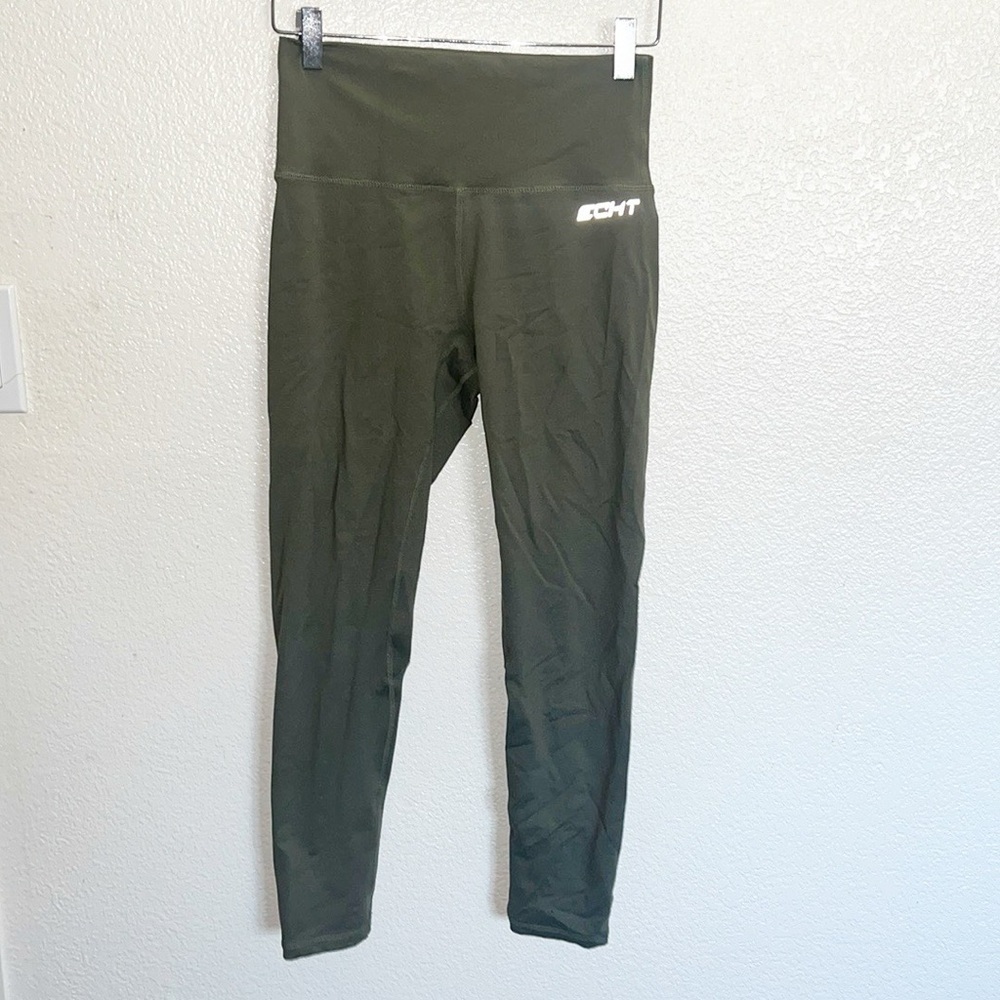 ECHT Olive Green Cropped Comfort Flex Running Leggings